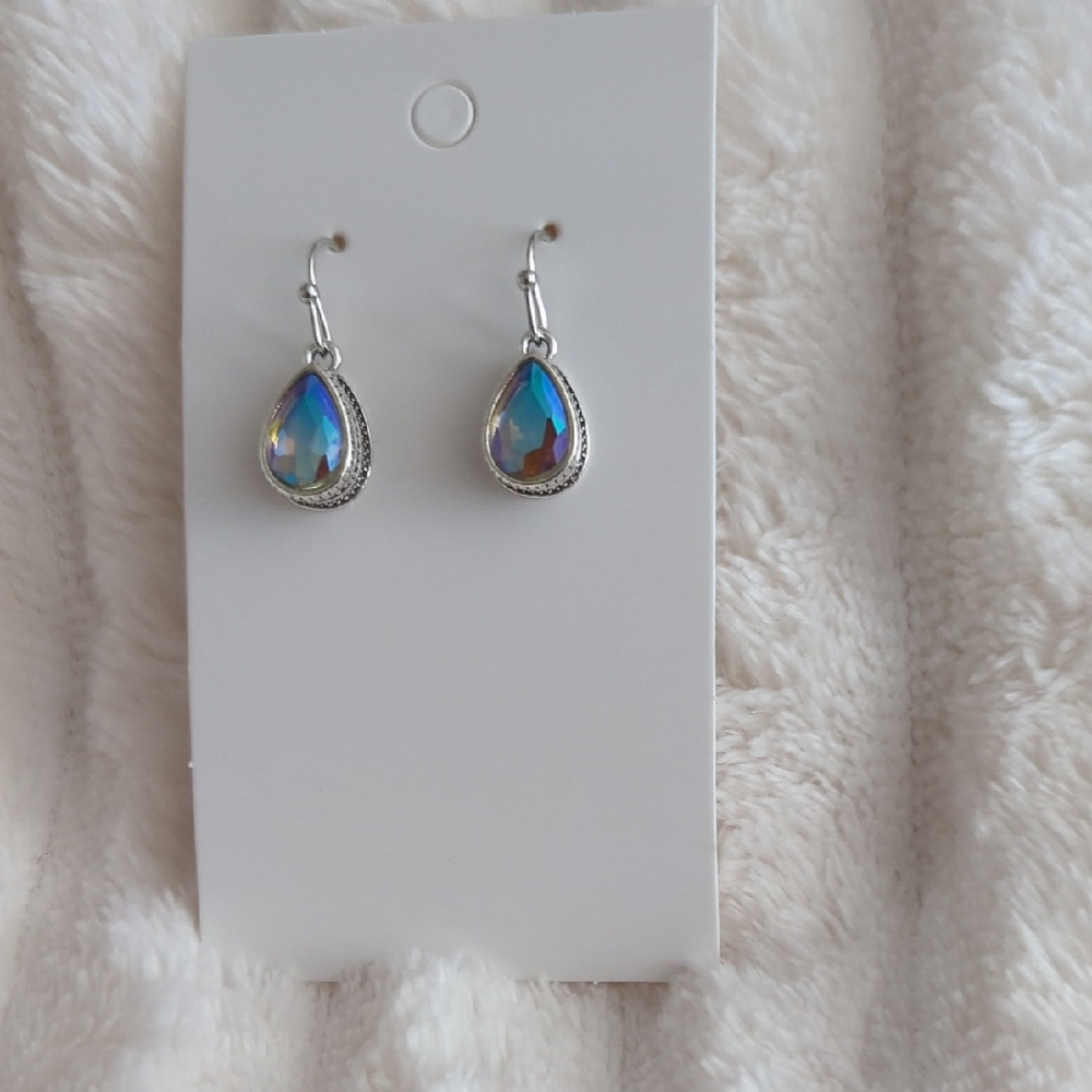 Elegant Silver and Blue Teardrop Earrings